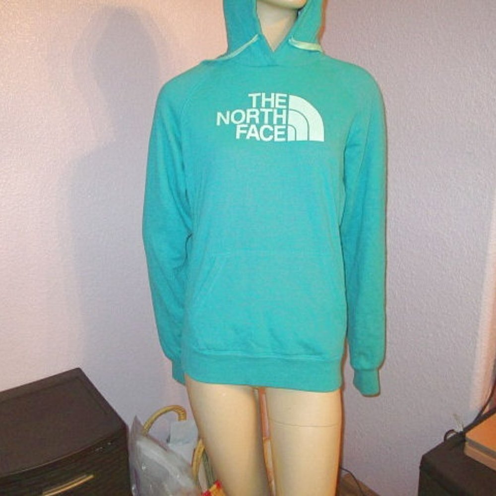 The North Face Womens Size M Half Dome Hoodie Pullover Sweatshirt Teal Gorpcore